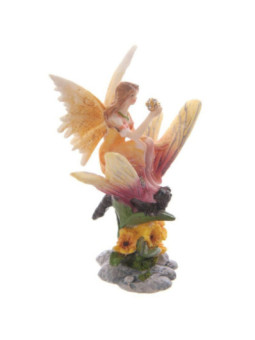 Hada Floral Naranja sobre Mariposa 10 cm de alto x 8 de Ancho