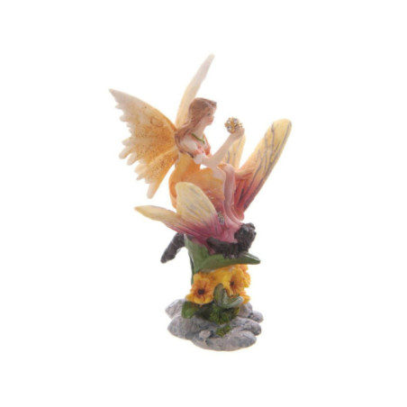 Hada Floral Naranja sobre Mariposa 10 cm de alto x 8 de Ancho