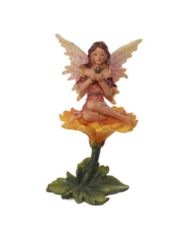 Hada Sentada Sobre Flor. 11 cm de alto x 11,5 de Ancho