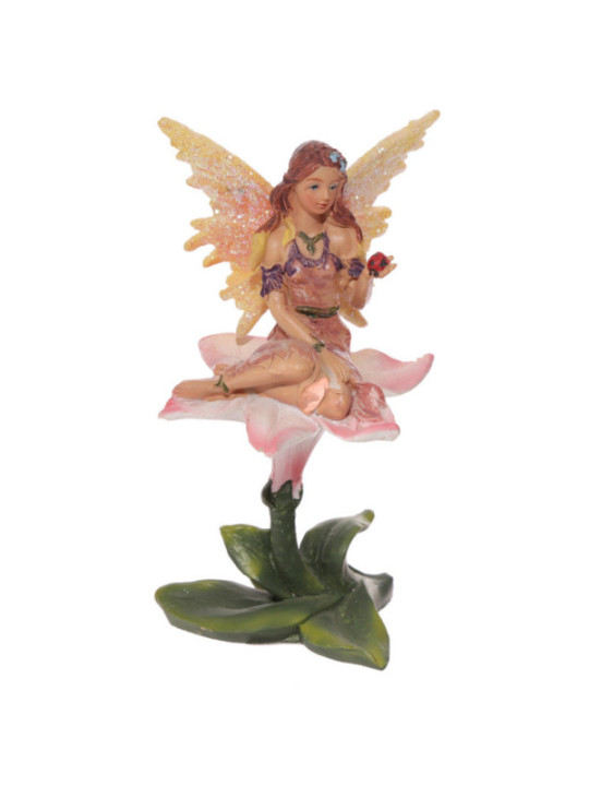 Hada Sentada Sobre Flor. 11 cm de alto x 11,5 de Ancho