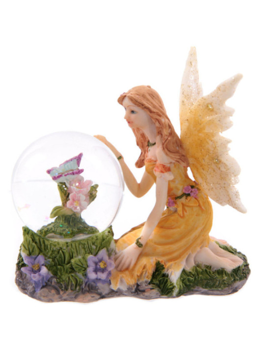 Hada Floral Amarilla con Bola de Cristal. 8 cm de alto x 9 de Ancho