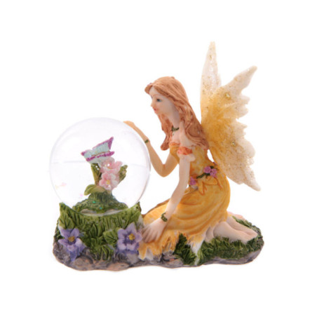 Hada Floral Amarilla con Bola de Cristal. 8 cm de alto x 9 de Ancho