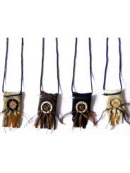 Bolso Indio de Cuero de 4,5 x 10 cm altura aprox.(Modelos aleatorios)