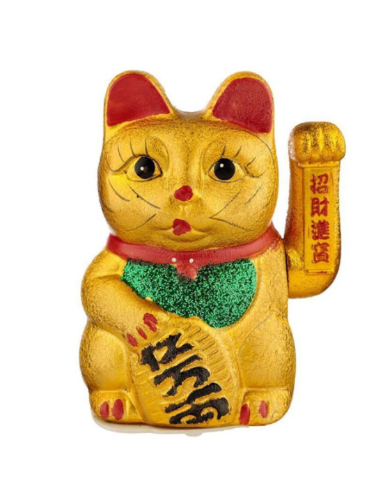 Maneki-Neko Gato de la suerte de 17 cm. Pila no incluida
