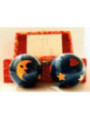 Bola de la Salud Esfera China Azul, con Luna, Estrellas, Corazones