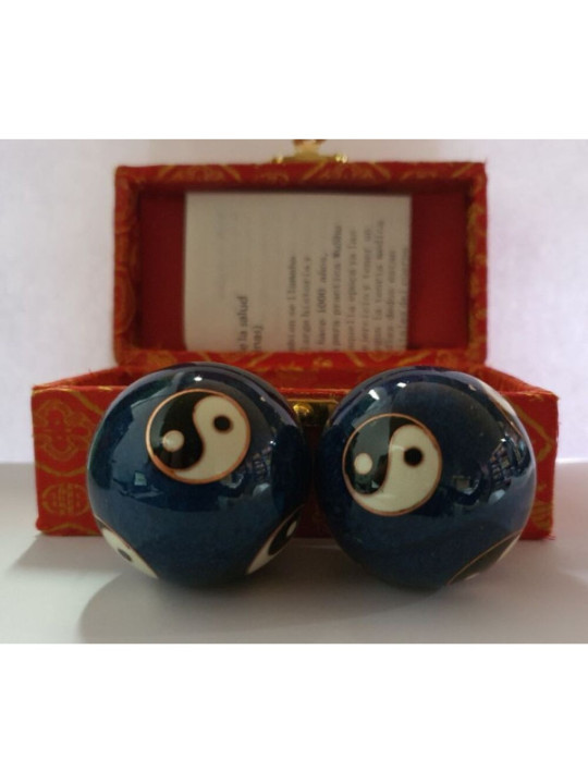 Bola de la Salud Esfera China Azul, Símbolo Yin-Yang