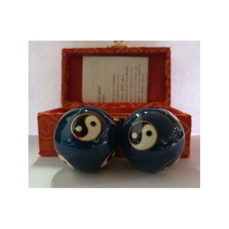 Bola de la Salud Esfera China Azul, Símbolo Yin-Yang