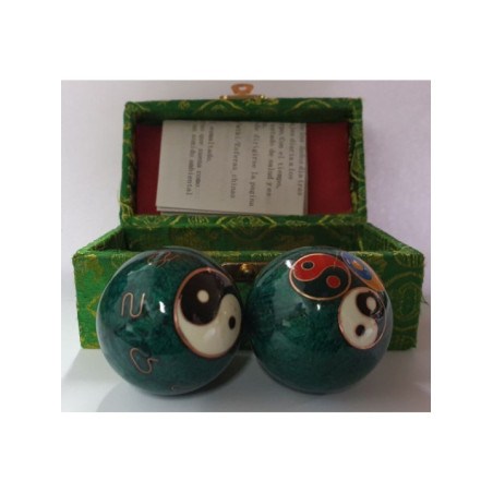 Bola de la Salud Esfera China Verde, Símbolo Yin-Yang