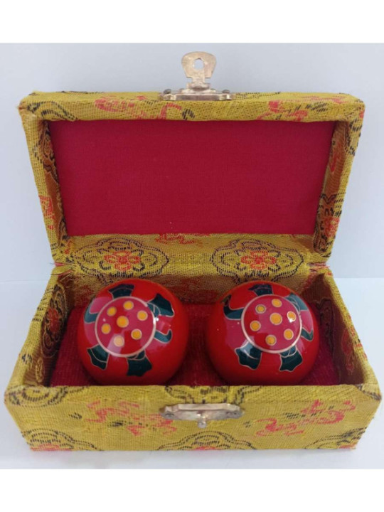 Bola de la Salud Esfera China, Imagen Tortuga color Rojo