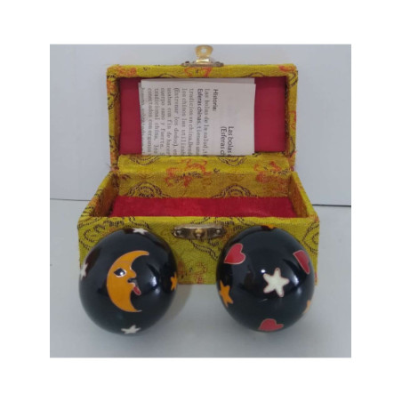 Bola de la Salud Esfera China Negra, Símbolo Luna-Estrellas.