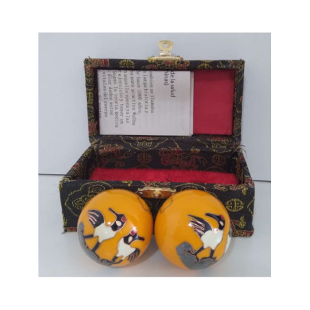 Bola de la Salud Esfera China Amarilla, Grulla.