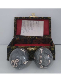 Bola de la Salud Esfera China Gris con Símbolos.