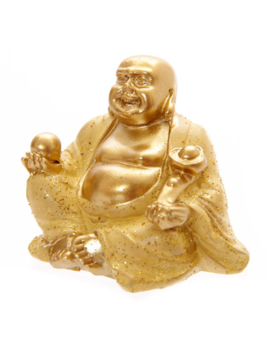 Figura Buda de la Suerte mini Túnica Amarilla. 4 cm de alto x 4 cm de ancho