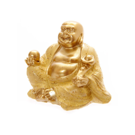 Figura Buda de la Suerte mini Túnica Amarilla. 4 cm de alto x 4 cm de ancho