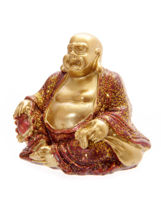 Figura Buda de la Suerte mini Túnica Roja. 4 cm de alto x 4 cm de ancho