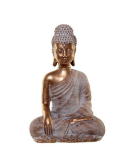 Figura de Buda de la Iluminación Tailandés , Blanco y Dorado. 21 cm