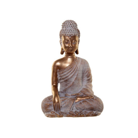 Figura de Buda de la Iluminación Tailandés , Blanco y Dorado. 21 cm