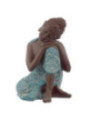 Figura Buda Tailandés Marrón y Turquesa, Cabeza reposa a su Izquierda. 18,5cm de alto