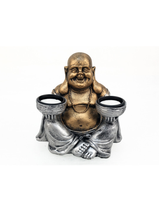 Buda de Resina Portavelas de 15 x 15 cm