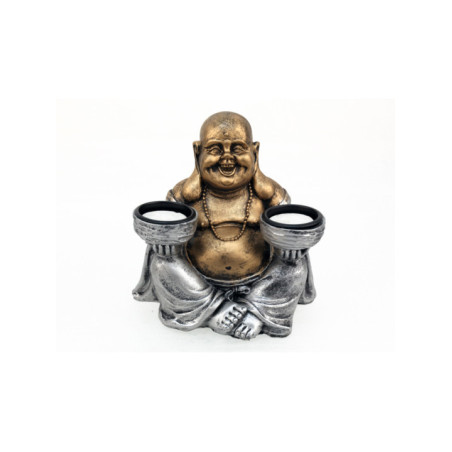 Buda de Resina Portavelas de 15 x 15 cm