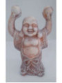 Buda Feliz de Cerámica 13 x 8 cm, Túnica Color Piedra