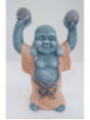 Buda Feliz de Cerámica 13 x 8 cm, Túnica Color Naranja