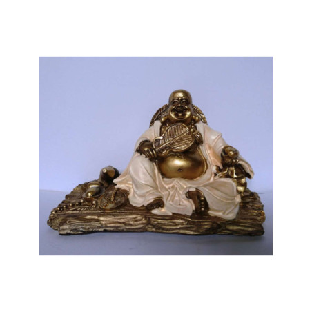 Buda Resina con Túnica Blanca, 13.5 x 8cm