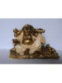 Buda en Resina barco riqueza con Túnica Blanca, 13.5 x 8Cm