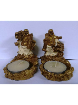 Buda de Resina Portavela, 8.5cm x 7cm