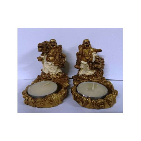 Buda de Resina Portavela, 8.5cm x 7cm