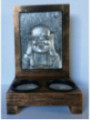 Portavelas de Madera, Buda de Resina 10x16cm