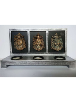 Portavelas Buda Resina - Madera. 27x15.5cm