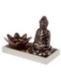 Quemador de Incienso y Portavelas  Buda y Vela Loto. Buda 13 cm alto x  7 cm ancho