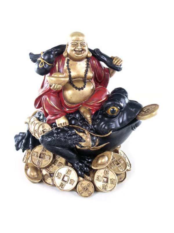 Buda sobre el Sapo del Dinero. 15 cm de altura