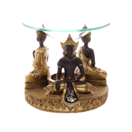 Quemador de Aceite Buda Thai, Dorado-Marrón. 9,5cm x 11,5 cm