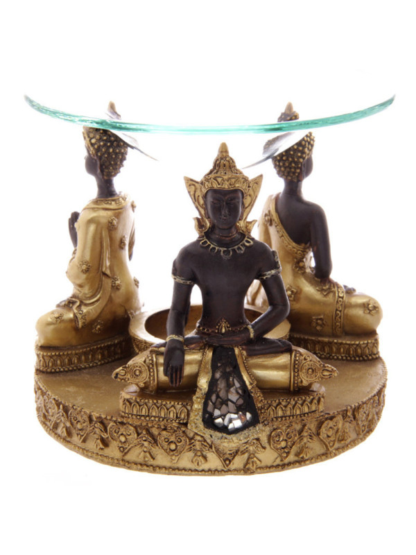 Quemador de Aceite Buda Thai, Dorado-Marrón. 9,5cm x 11,5 cm