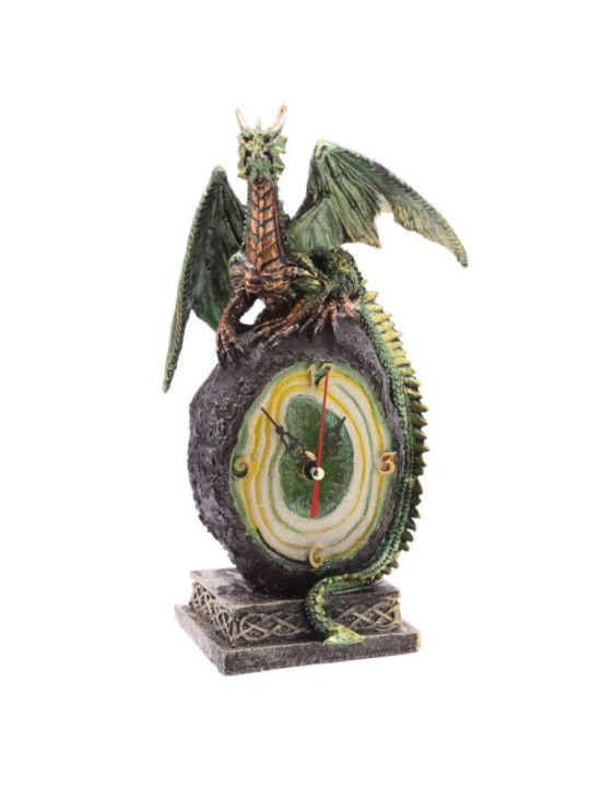 Reloj Dragón Verde con Geoda de Cristal