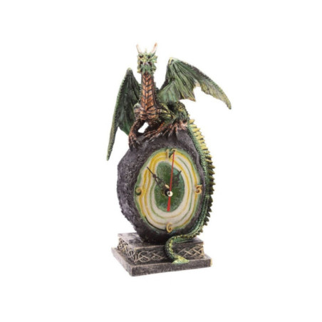 Reloj Dragón Verde con Geoda de Cristal
