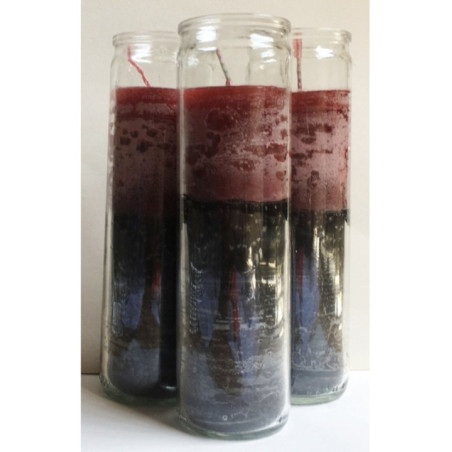 Auténtico Velón Esotérico Negro-Rojo en Vaso de Cristal Grueso