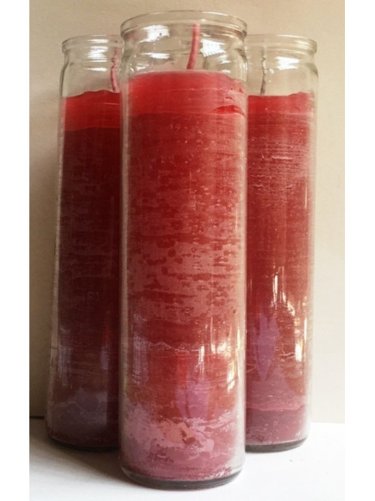 Auténtico Velón Esotérico Rojo en Vaso de Cristal Grueso