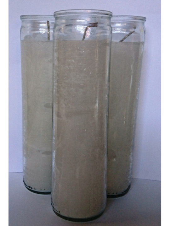 Auténtico Velón Esotérico Blanco en Vaso de Cristal Grueso