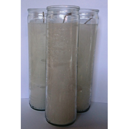 Auténtico Velón Esotérico Blanco en Vaso de Cristal Grueso
