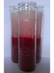 Auténtico Velón Esotérico Rojo-Blanco en Vaso de Cristal Grueso