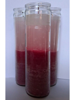 Auténtico Velón Esotérico Rojo-Blanco en Vaso de Cristal Grueso