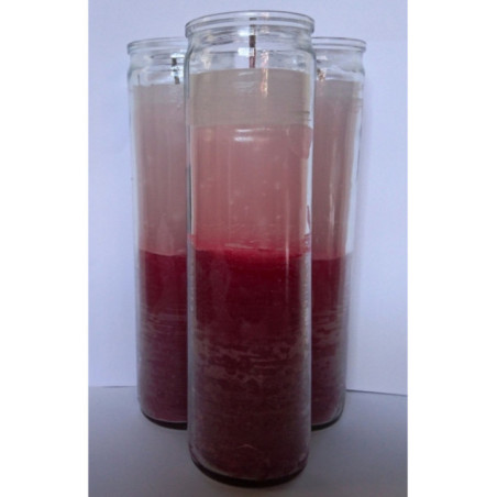 Auténtico Velón Esotérico Rojo-Blanco en Vaso de Cristal Grueso