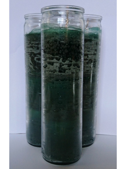 Auténtico Velón Esotérico Verde en Vaso de Cristal Grueso