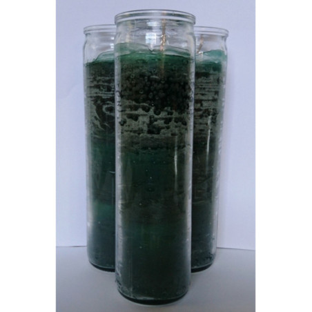 Auténtico Velón Esotérico Verde en Vaso de Cristal Grueso