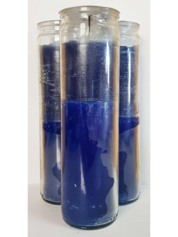 Auténtico Velón Esotérico Azul en Vaso de Cristal Grueso