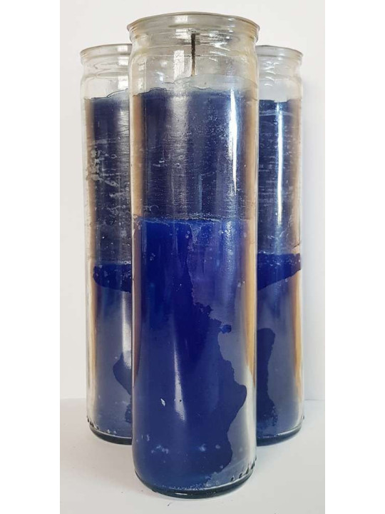 Auténtico Velón Esotérico Azul en Vaso de Cristal Grueso