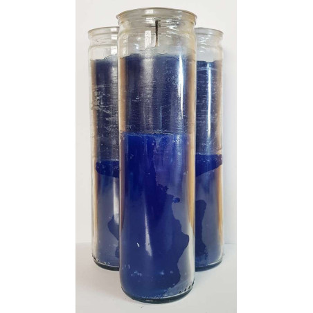 Auténtico Velón Esotérico Azul en Vaso de Cristal Grueso